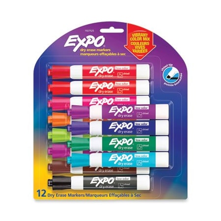 Sanford EXPO, LOW ODOR DRY ERASE VIBRANT COLOR MARKERS, BROAD CHISEL TIP, ASSORTED COLORS, 16 Pieces 1927526
